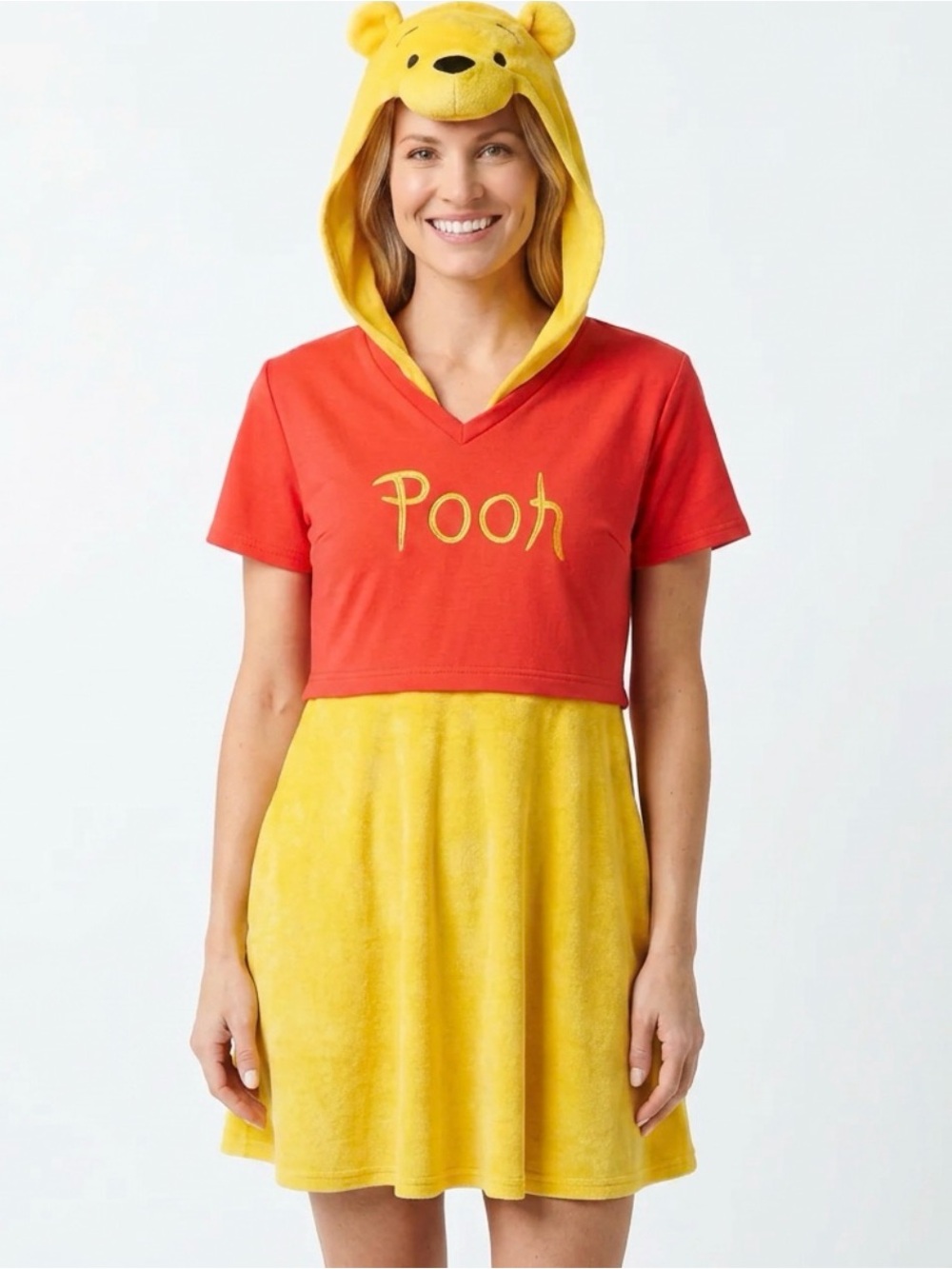 Women's Winnie The Pooh Costume Hooded Dress Halloween Spirit size S